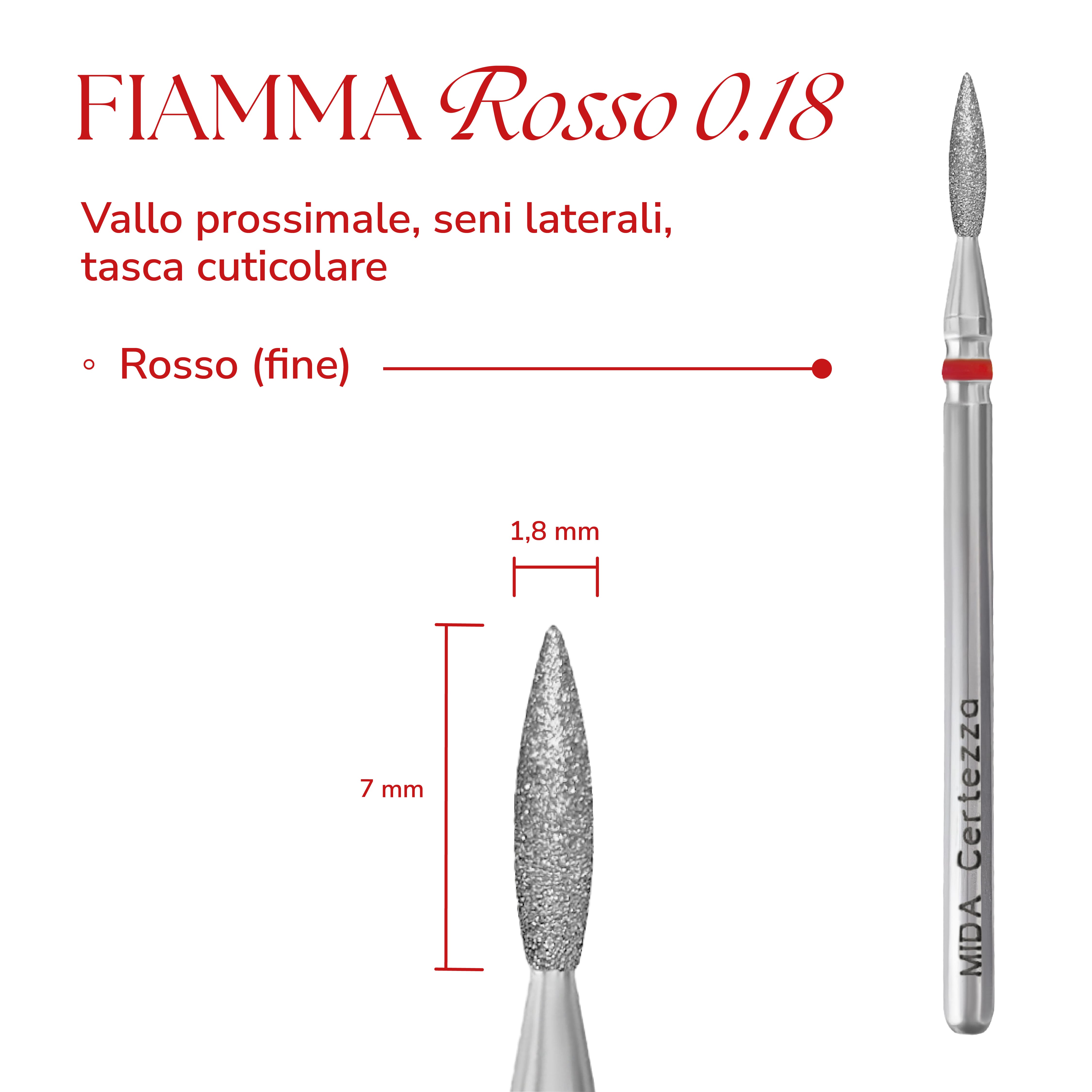 Punta per cuticole MIDA - Fiamma Rossa 0.18 - immagine 2