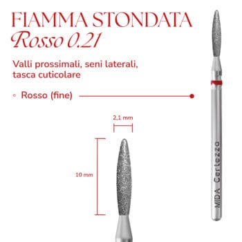 Punta per cuticole MIDA – Fiamma Stondata Rossa 0.21 Punta per cuticole MIDA – Fiamma Stondata Rossa 0.21 - Punte Fresa MIDA