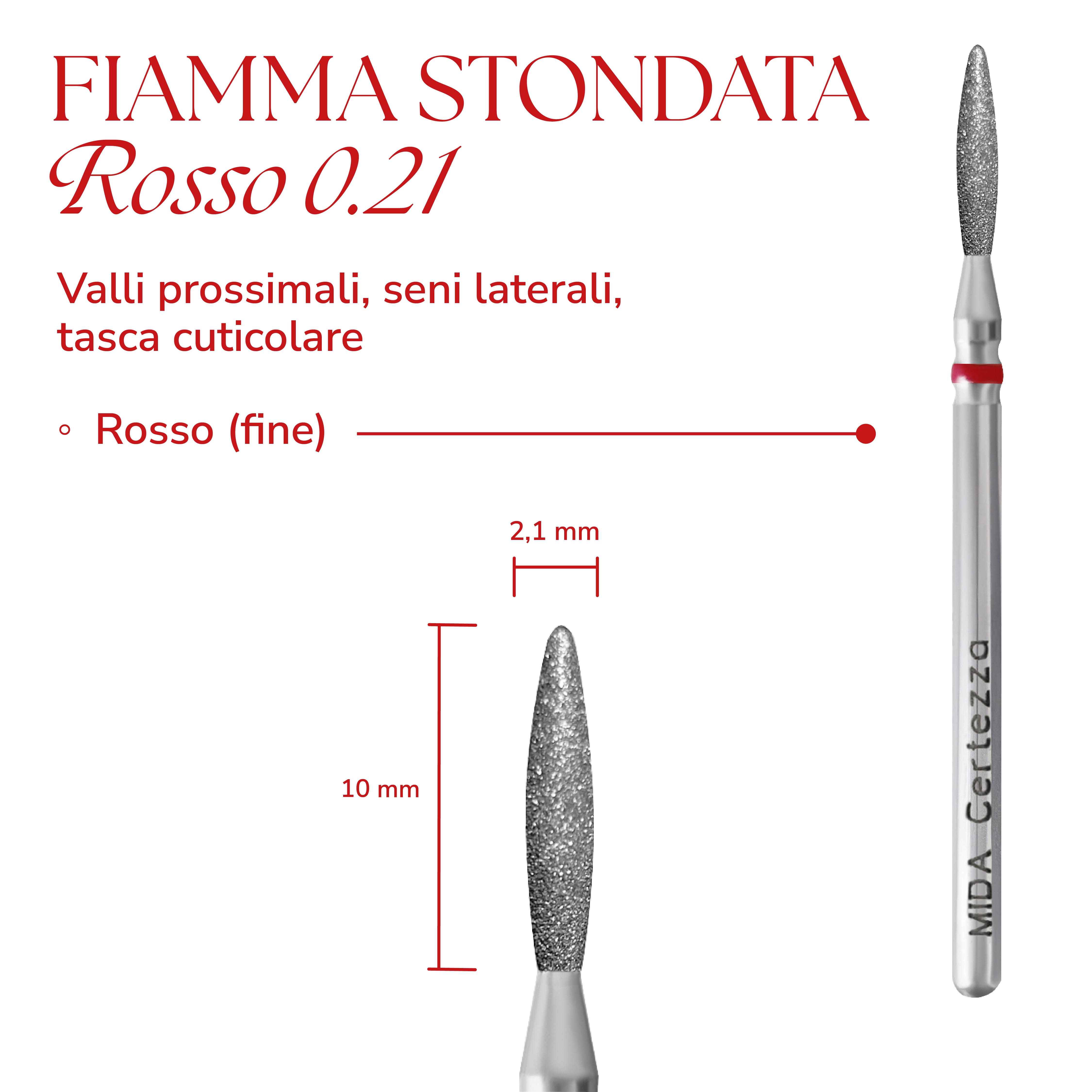 Punta per cuticole MIDA – Fiamma Stondata Rossa 0.21 Punta per cuticole MIDA – Fiamma Stondata Rossa 0.21 - Punte Fresa MIDA