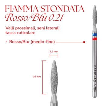 Punta per cuticole MIDA – Fiamma Stondata Rossa/Blu 0.21 Punta per cuticole MIDA – Fiamma Stondata Rossa/Blu 0.21 - Punte Fresa MIDA
