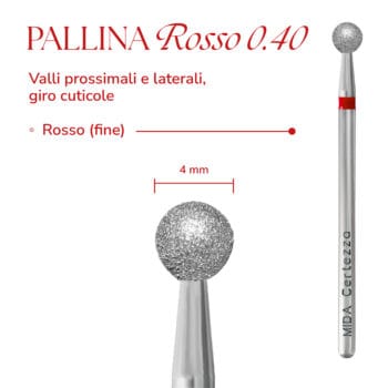 Punta per cuticole MIDA – Pallina Rossa 0.40 Punta per cuticole MIDA – Pallina Rossa 0.40 - Punte Fresa MIDA