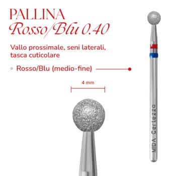 Punta per cuticole MIDA – Pallina Rossa/Blu 0.40 Punta per cuticole MIDA – Pallina Rossa/Blu 0.40 - Punte Fresa MIDA