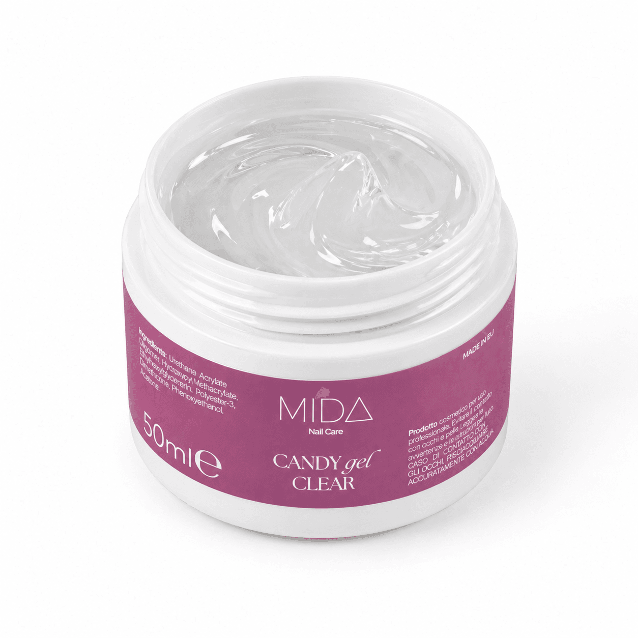 dc9a21a1-0b77-451b-bffe-bb5d8f2ea6b8 Candy Gel per ricostruzione unghie - Clear - 50ml - MIDA Nail Care